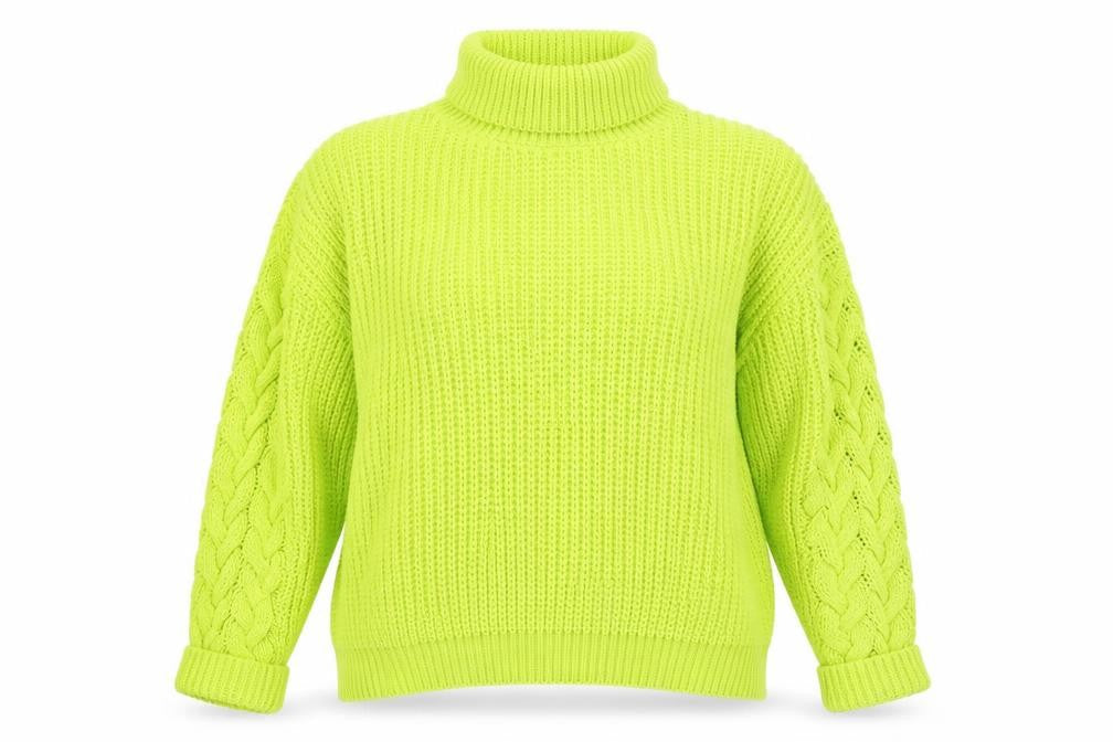 Women's Missguided Green Roll Neck Cable-Knit Jumper UK 14