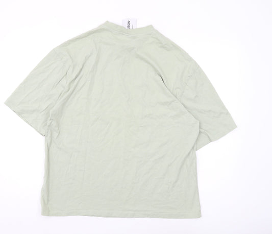 Collusion Men's Green T-Shirt, L, Crew Neck, Solid