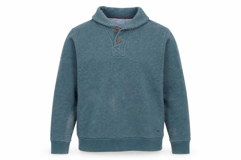 Mens UK L Regular White Stuff Green Henley Sweatshirt