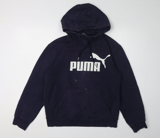 Puma Men's Blue Hoodie, Size S, Logo Accents
