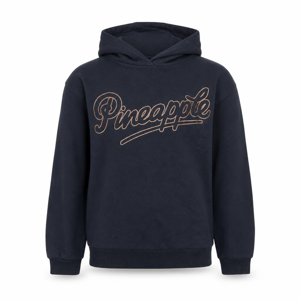 Front view of Pineapple girls’ black hoodie 11-12 years with logo design