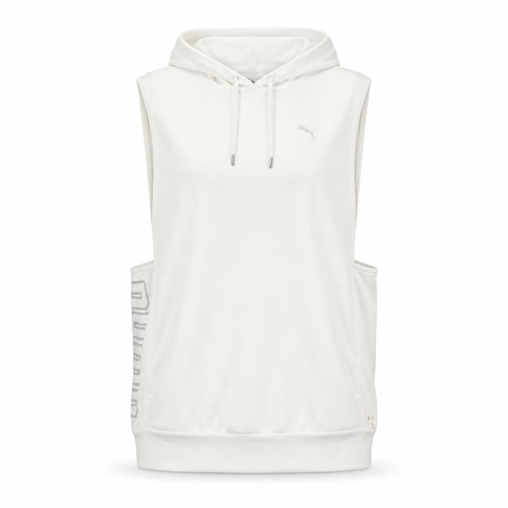 Womens UK 12 Regular PUMA White Vest Hoodie