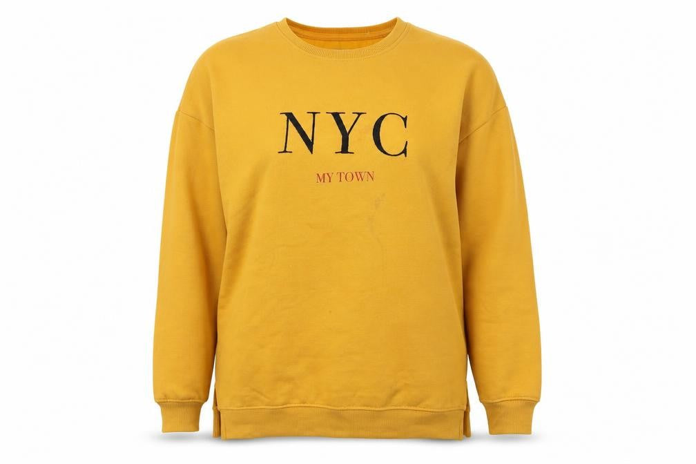 Pull&Bear Womens Yellow Graphic Sweatshirt M