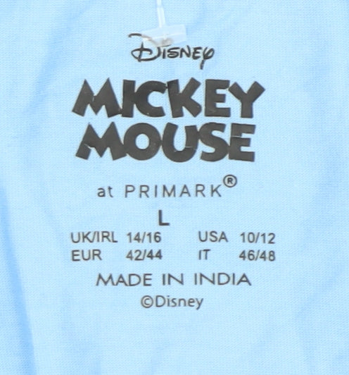 Disney Primark Blue Cropped T-Shirt - Mickey Mouse, L, Women's Casual