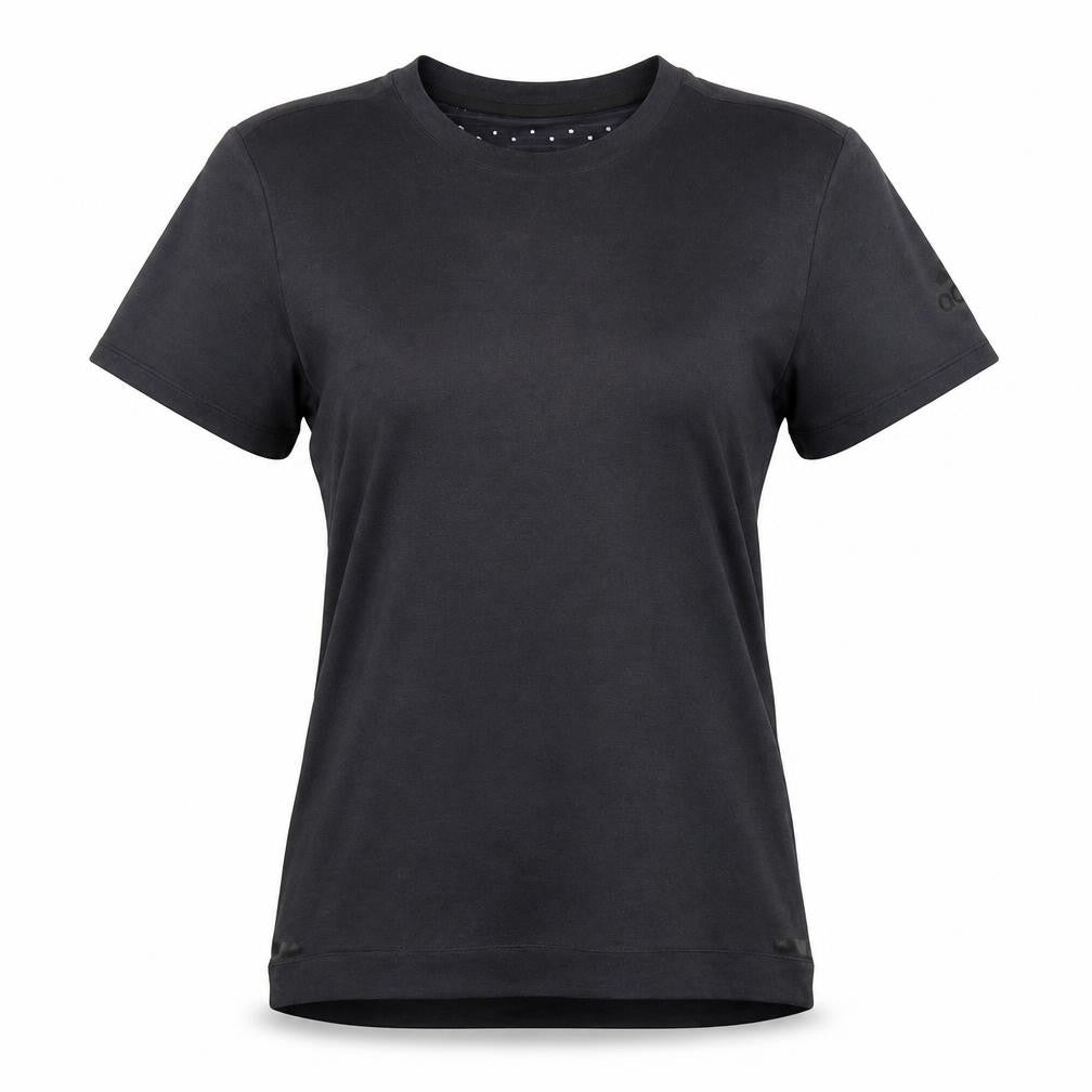 Front view of Adidas Women's Black Sporty T-Shirt, size S, Athletic