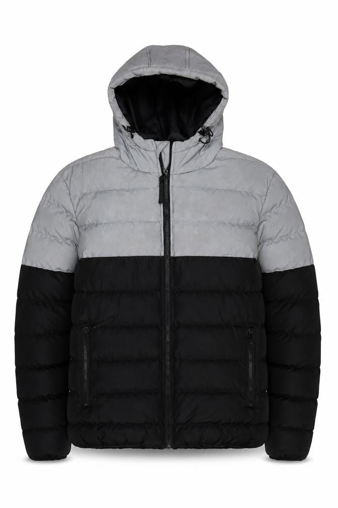Soul Star Men's Grey Black Puffer Jacket S