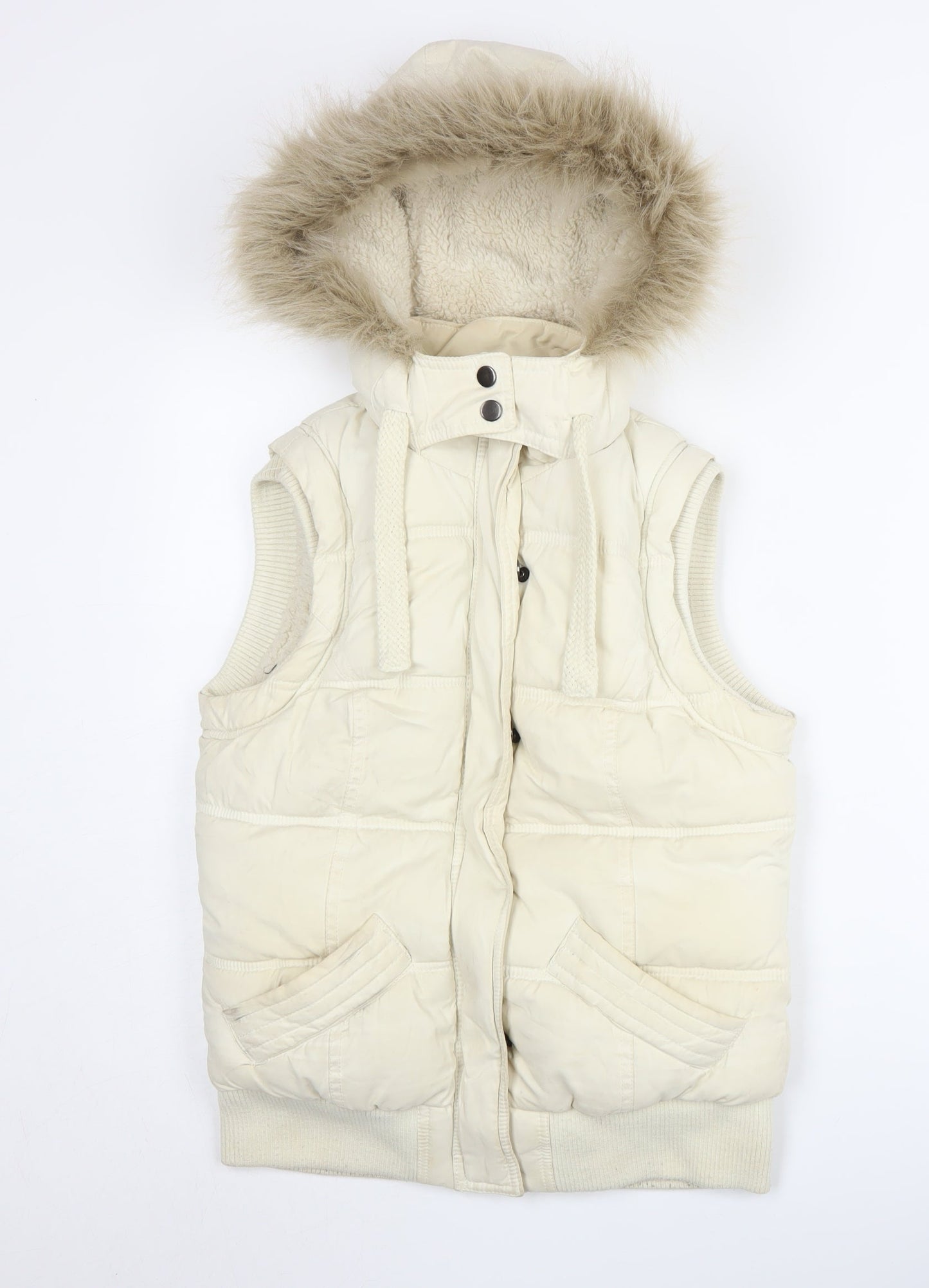 New Look Women's Ivory Puffer Waistcoat Size 10