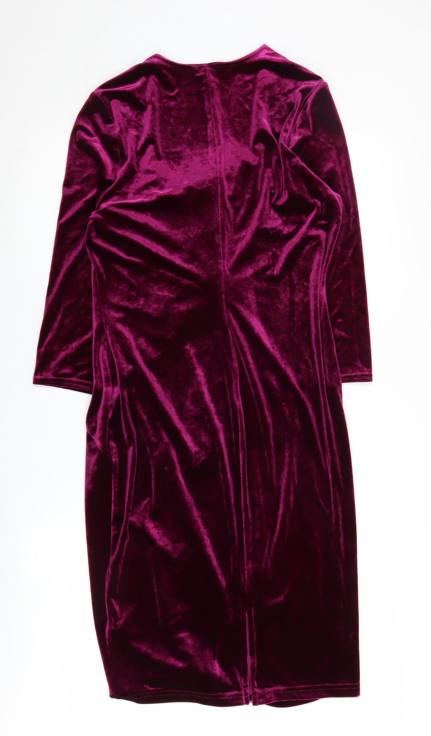M&Co Women's Purple Velvet Bodycon Dress Size 14