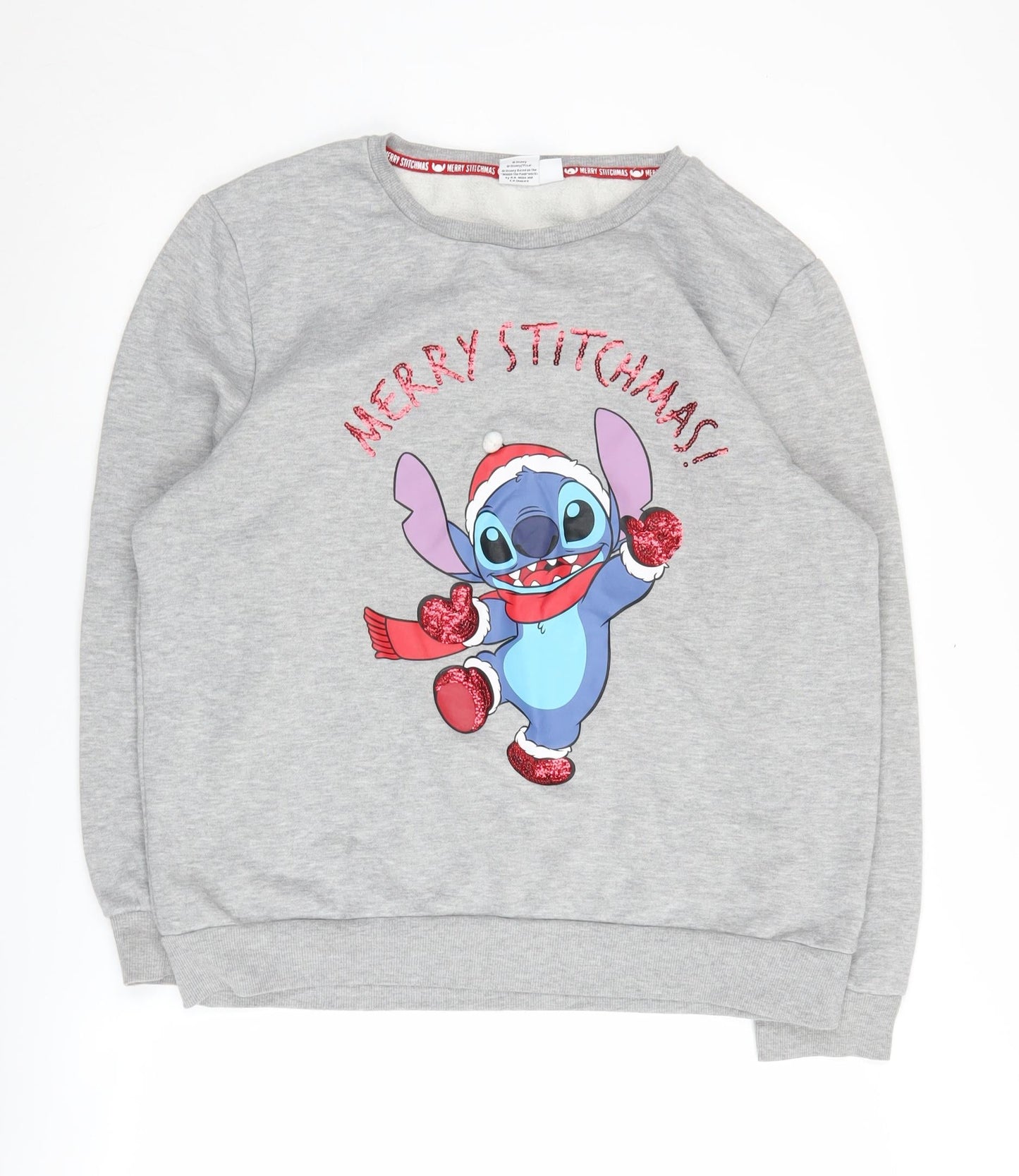 Disney Grey Pullover Sweatshirt, Size L, Christmas Theme