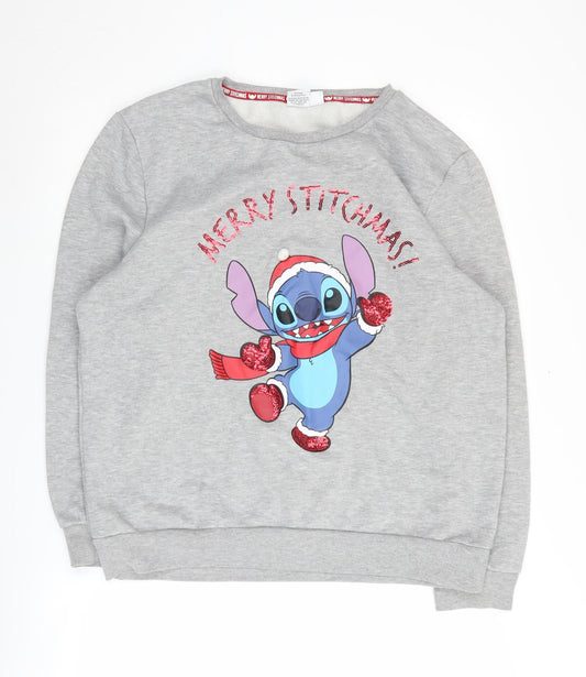Disney Grey Pullover Sweatshirt, Size L, Christmas Theme