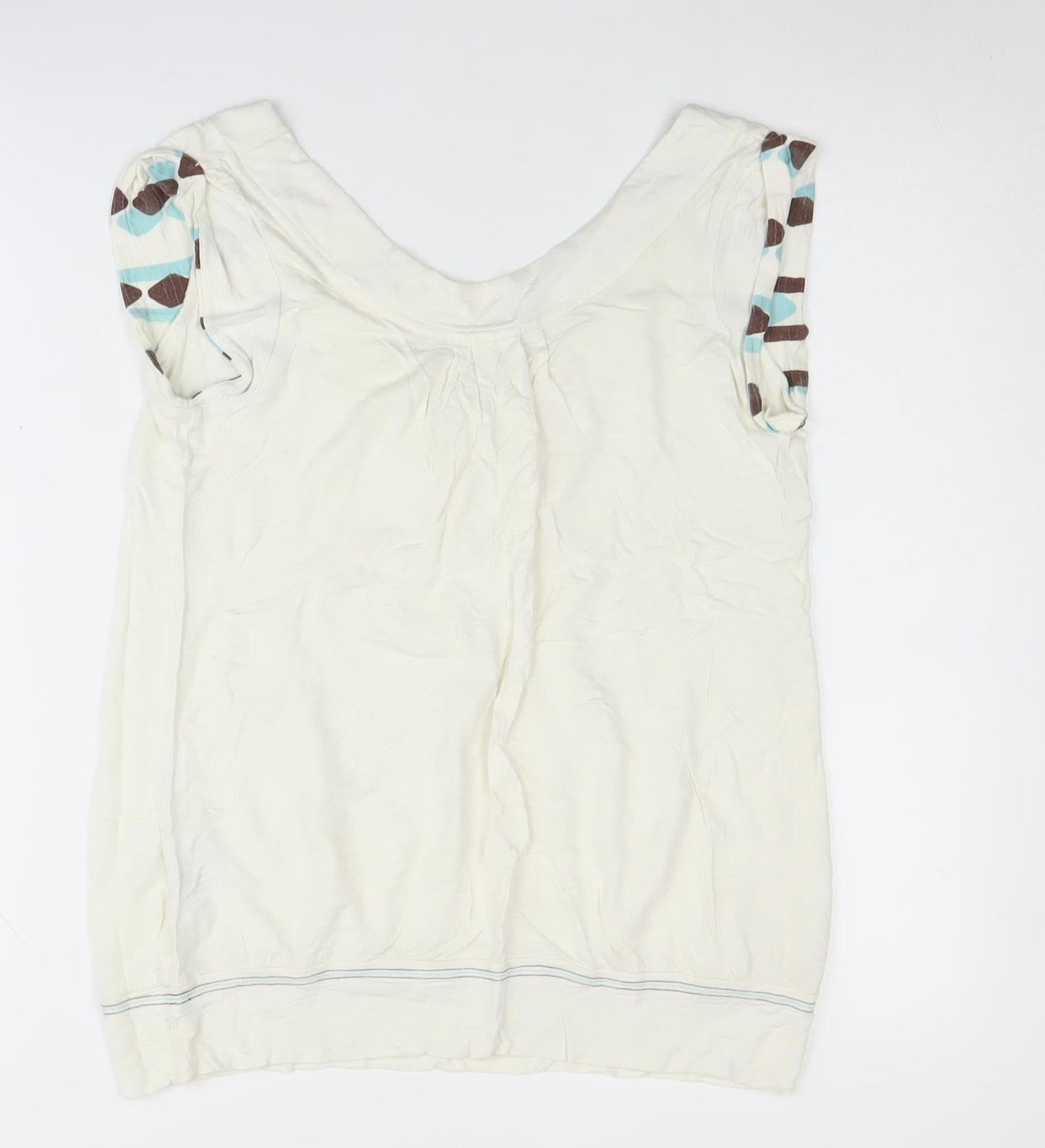 Fat Face Ivory Women's Blouse, Size 12, Scoop Neck