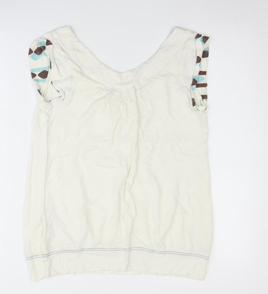 Fat Face Ivory Women's Blouse, Size 12, Scoop Neck