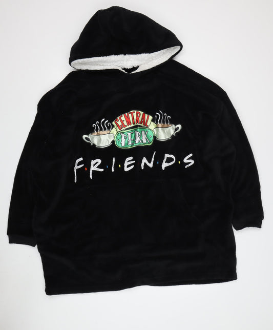 Friends Unisex Black Fleece Hooded Robe - One Size