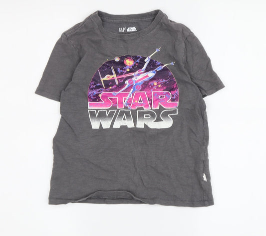 Gap Unisex Kids Grey Star Wars T-Shirt S - Graphic Movie Tee