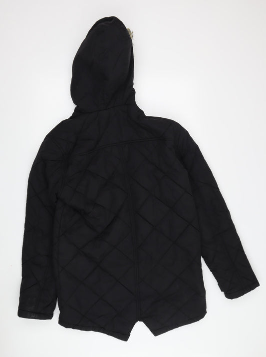Brave Soul Men's Black Quilted Jacket S - Hooded Outdoor