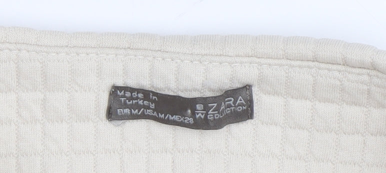 Zara Women's Beige Blouse M Long Sleeve High Neck