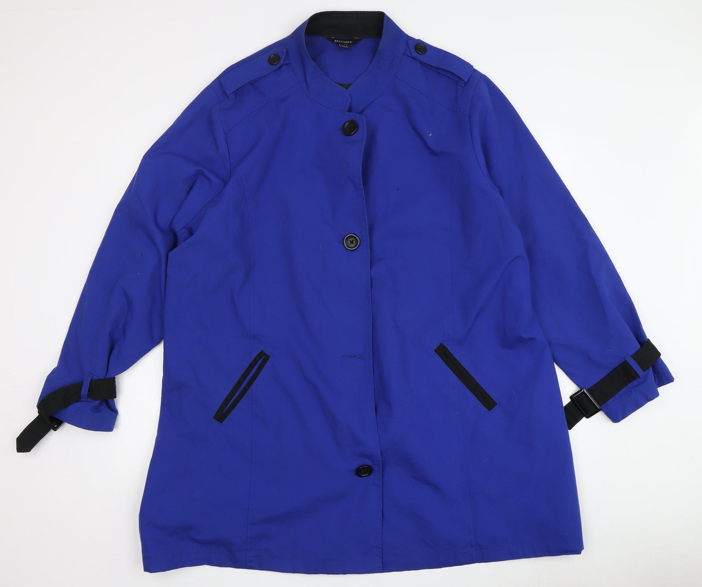 Marisota Women's Blue Long Coat Size L with Buckle