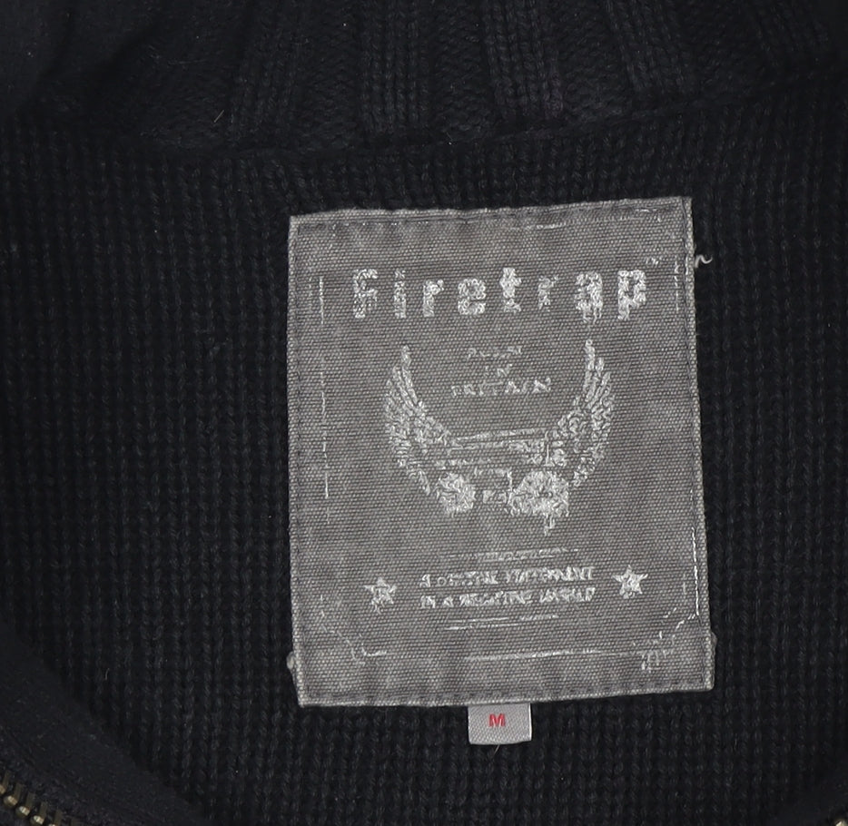 Firetrap Men's Black Wool Jacket, Medium, Full Zip, Casual