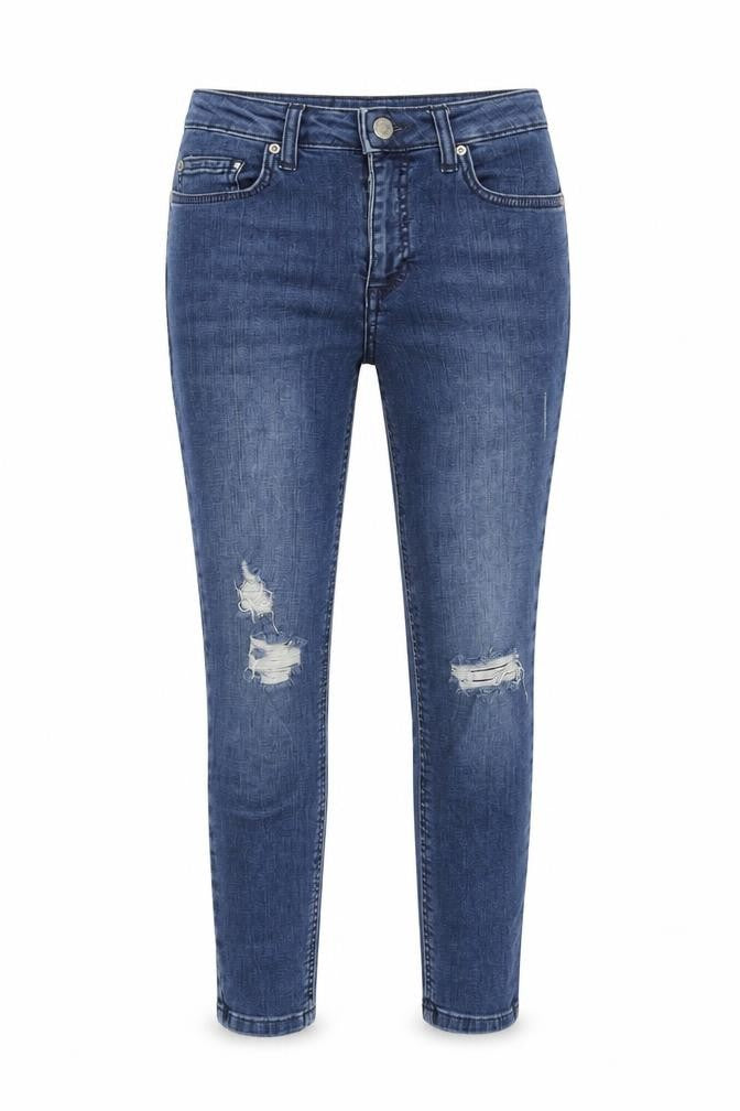 Front view of Miss Selfridge Women's Blue Distressed Skinny Jeans, size 6