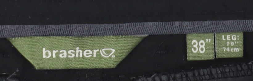 Brasher Black Men's Cargo Trousers, 38 Regular