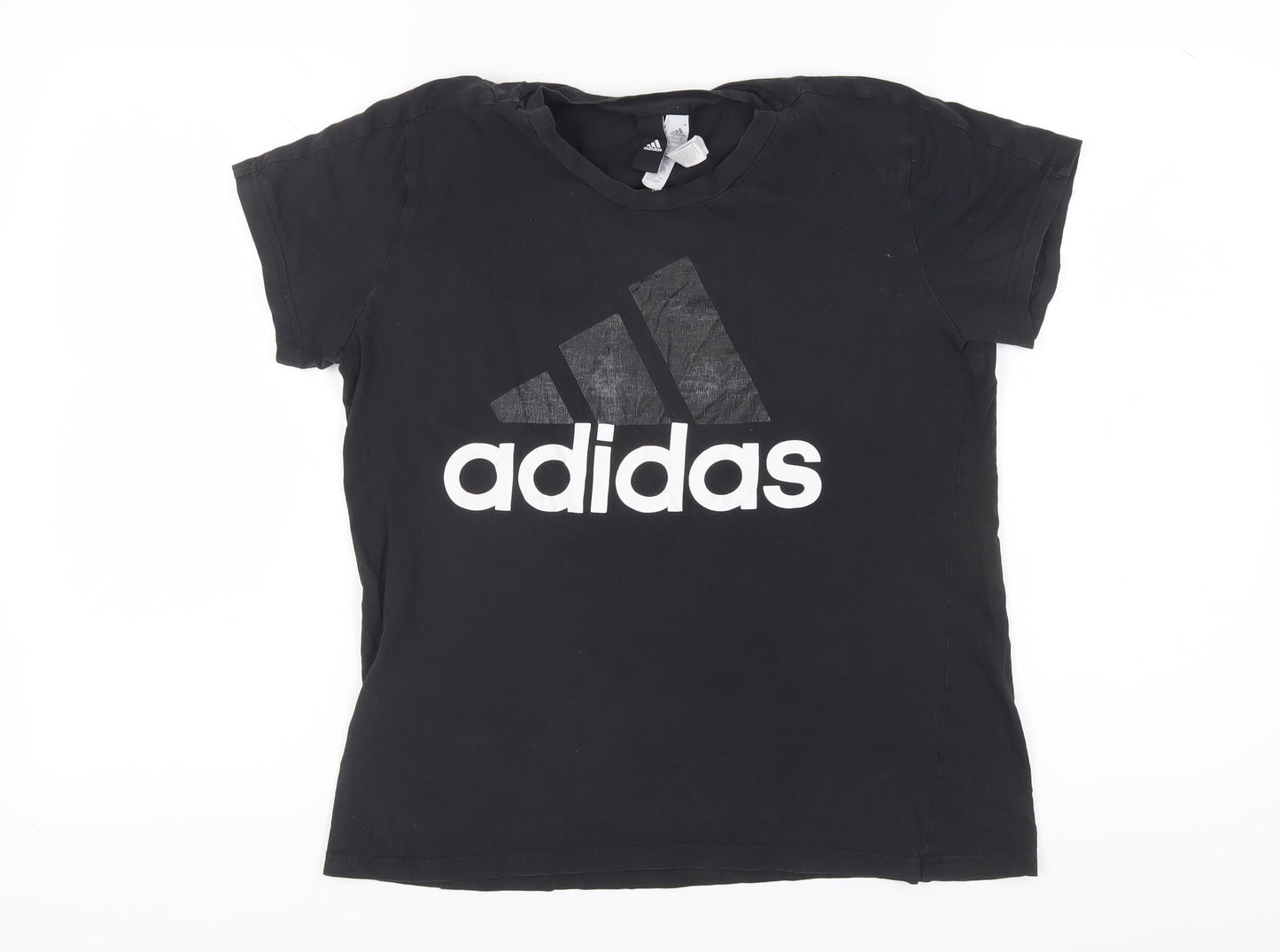 Adidas Women's Black XL T-Shirt, Short Sleeve, Cotton