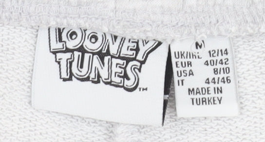 Primark Women's Grey Cartoon Sweat Shorts Size 12 Fun Casual