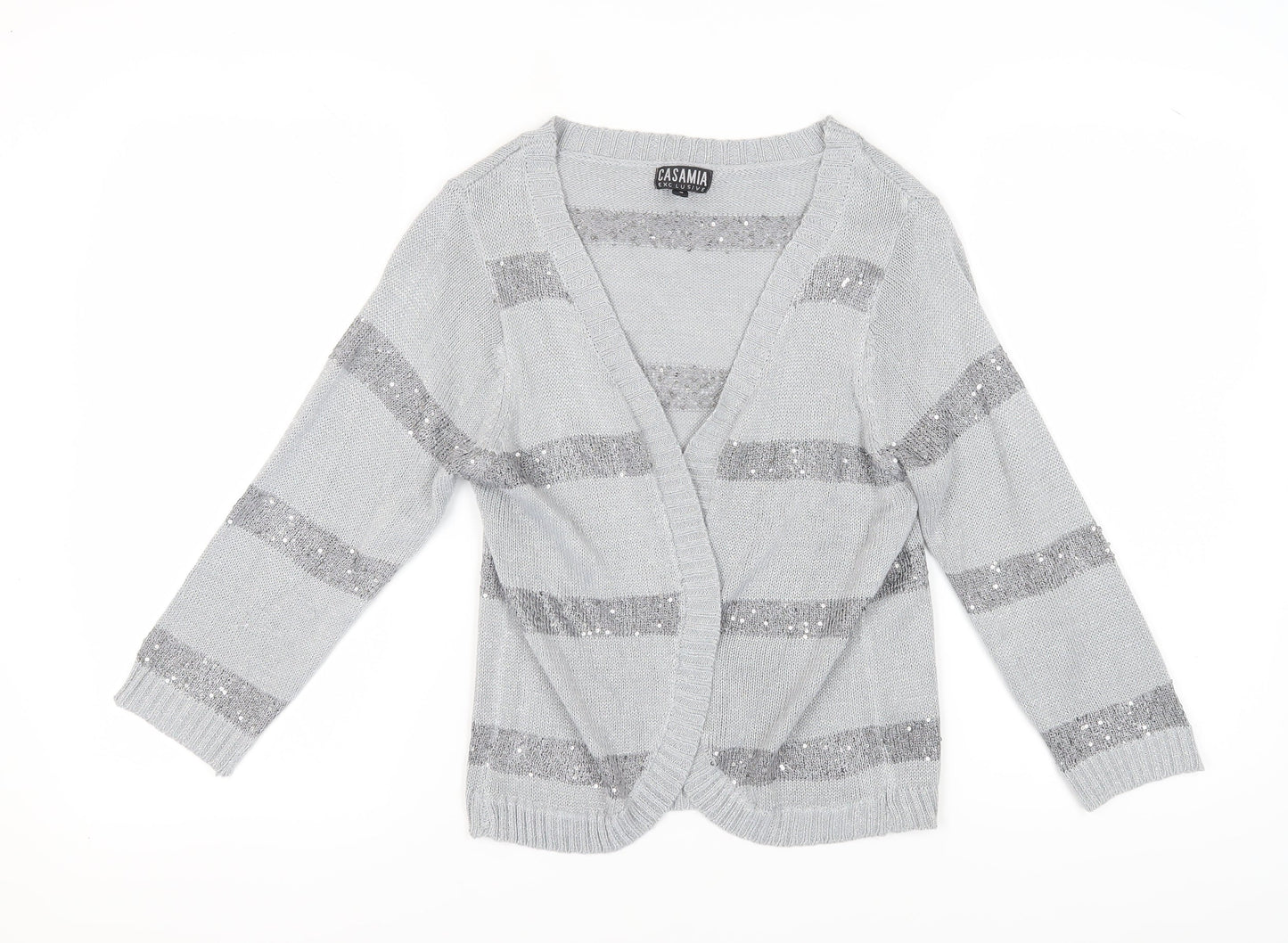 Casamia Women's Grey Sequin Cardigan, Size S