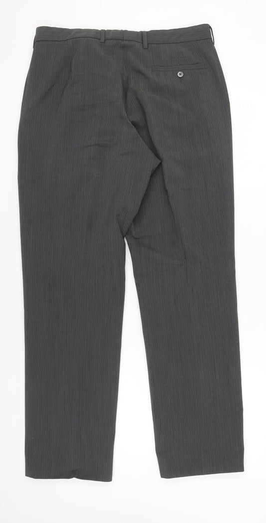 Marks and Spencer Men's Black Trousers, Size 36, Formal