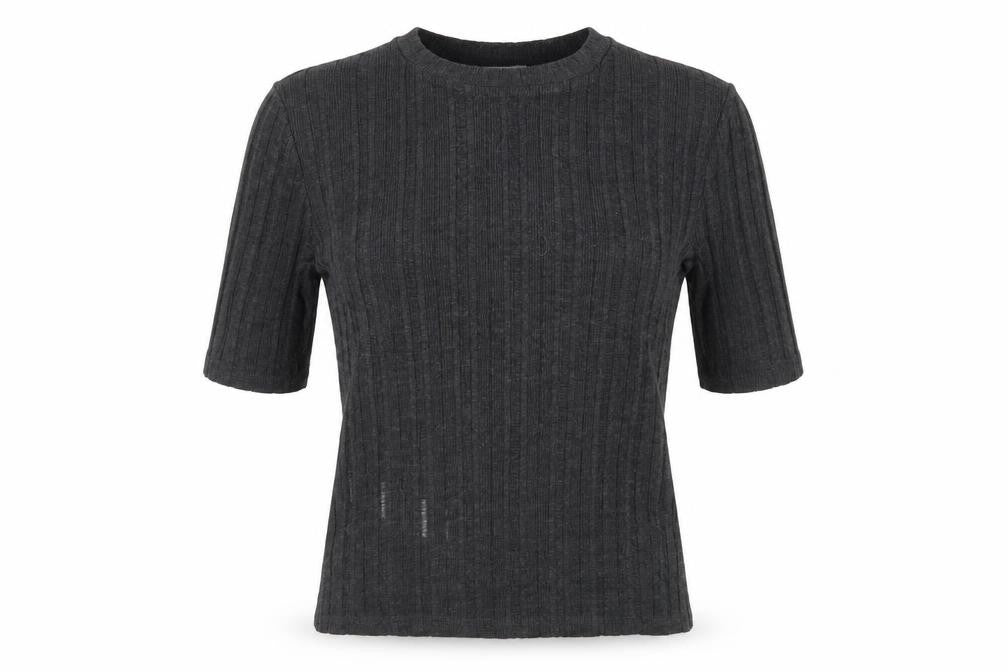 MNG Women's Black T-Shirt, Size M, 3/4 Sleeve, Casual