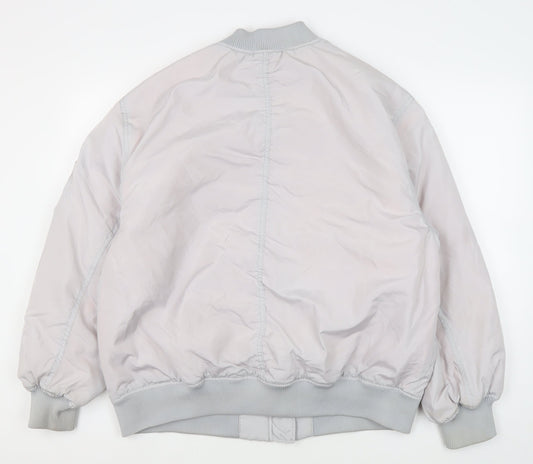 H&M Men’s Grey Bomber Jacket S Stand-Up Collar