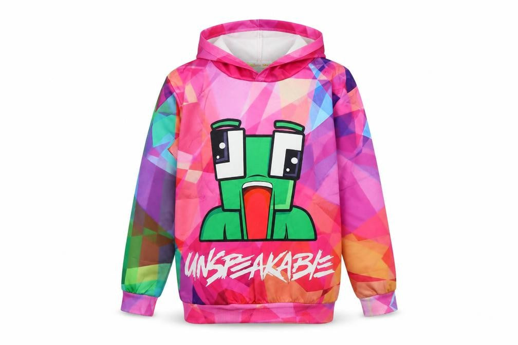 Front view of Zhixuan Tong girls’ multicoloured graphic pullover hoodie - 11-12 years