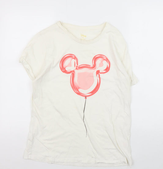 Disney Unisex White T-Shirt L Mickey Mouse Casual