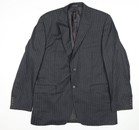 Jeff Banks Men's Grey Striped Suit Jacket, Size 42L, Formal