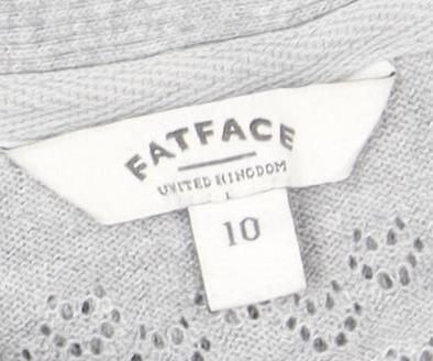 FatFace Women's Grey Cardigan, Size 10, V-Neck Knit