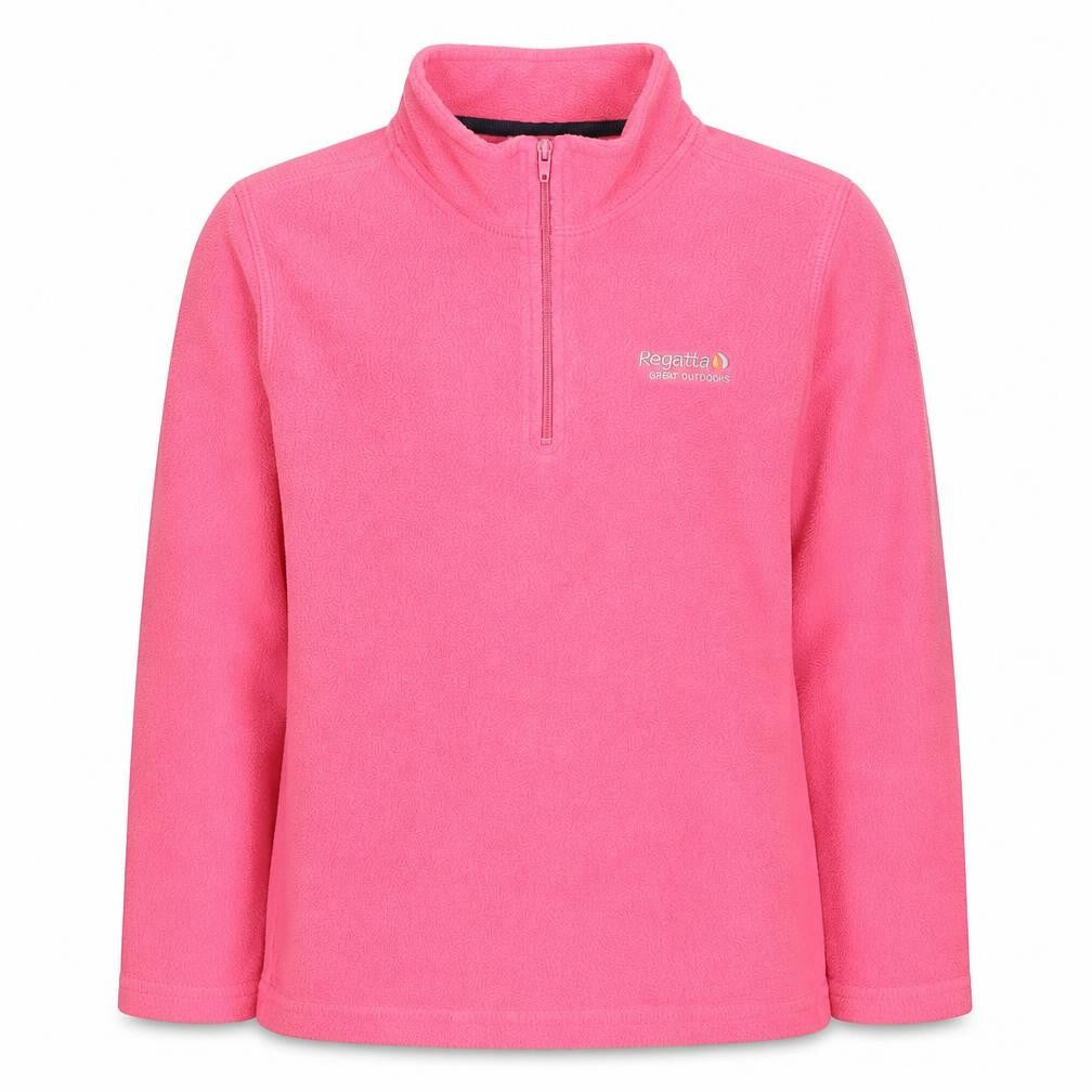 Front view of Regatta girls’ pink fleece pullover sweatshirt 9 years
