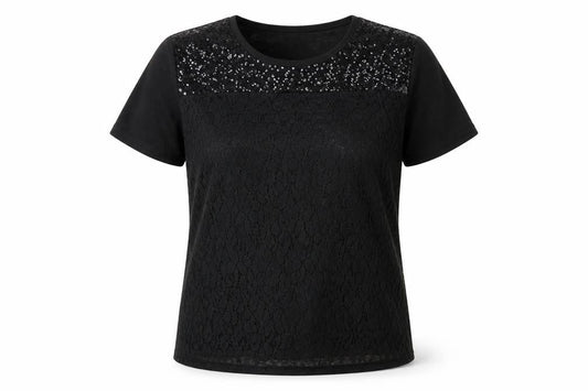 Womens UK Size L BASSINI Black Polyester T-Shirt