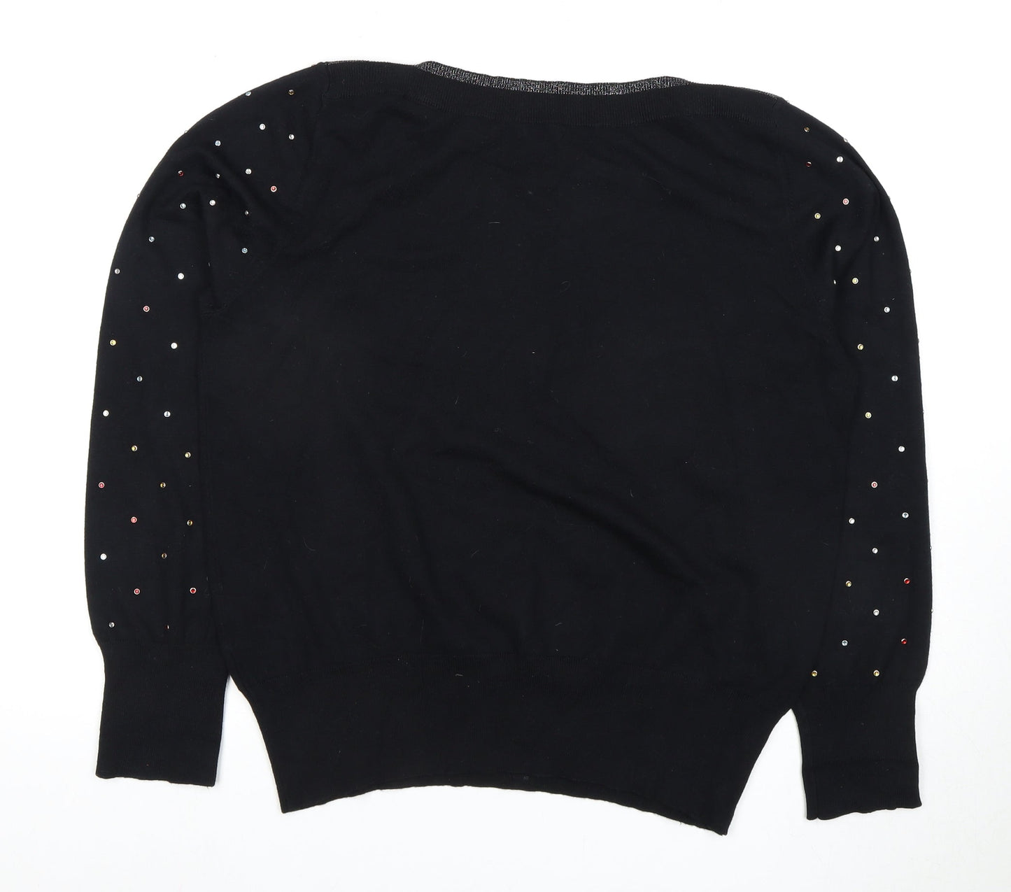 Roman Women's Black Knit T-Shirt Size 8