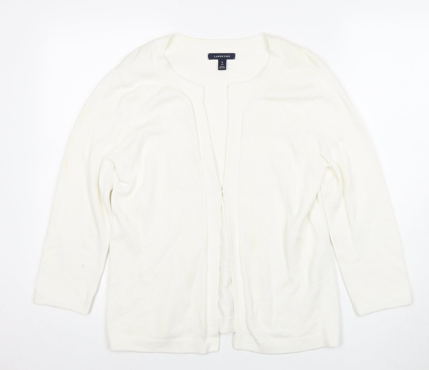 Lands' End Women's White Cardigan, Size S - Lightweight Knit