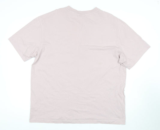 Bershka Men's Beige Crew Neck T-Shirt Size L