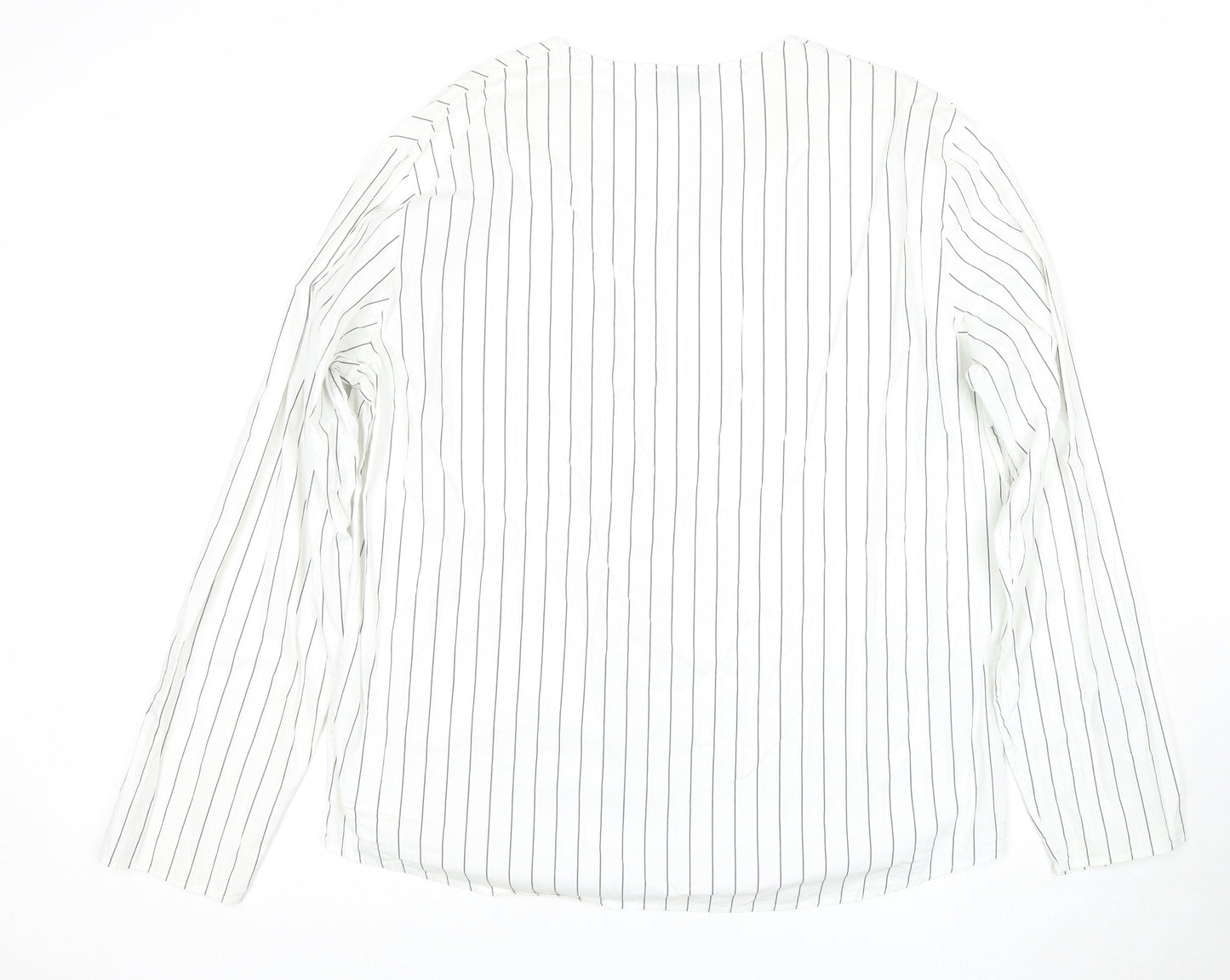 COS Women’s White Striped V-Neck Shirt, Size 12