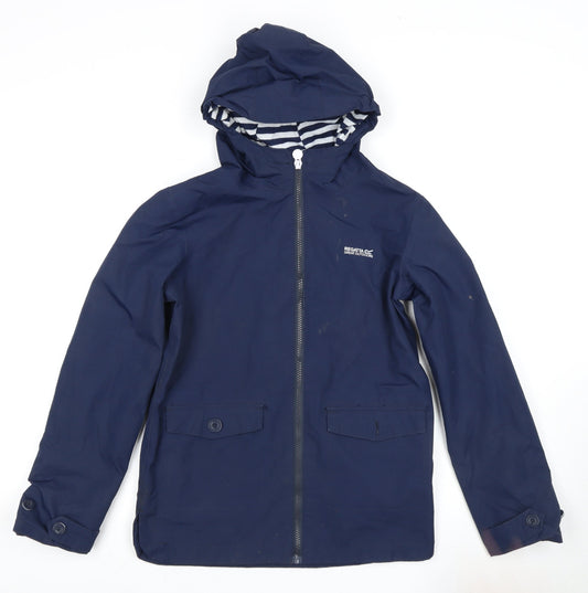 Regatta Boys Blue Rain Coat 2XL Waterproof Hooded Jacket
