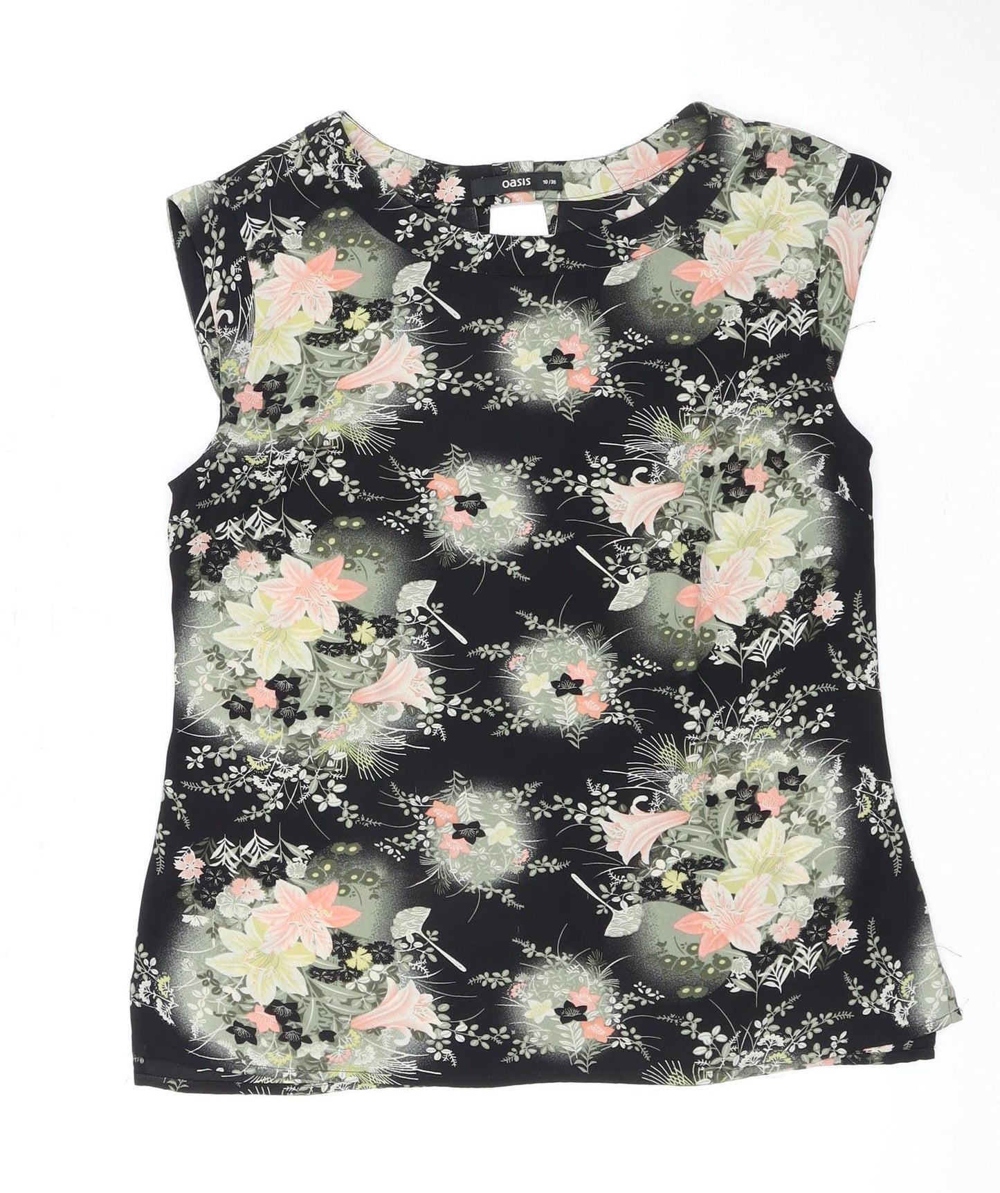 Oasis Women's Black Floral Blouse, Size 10, Camisole