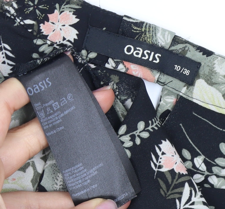 Oasis Women's Black Floral Blouse, Size 10, Camisole