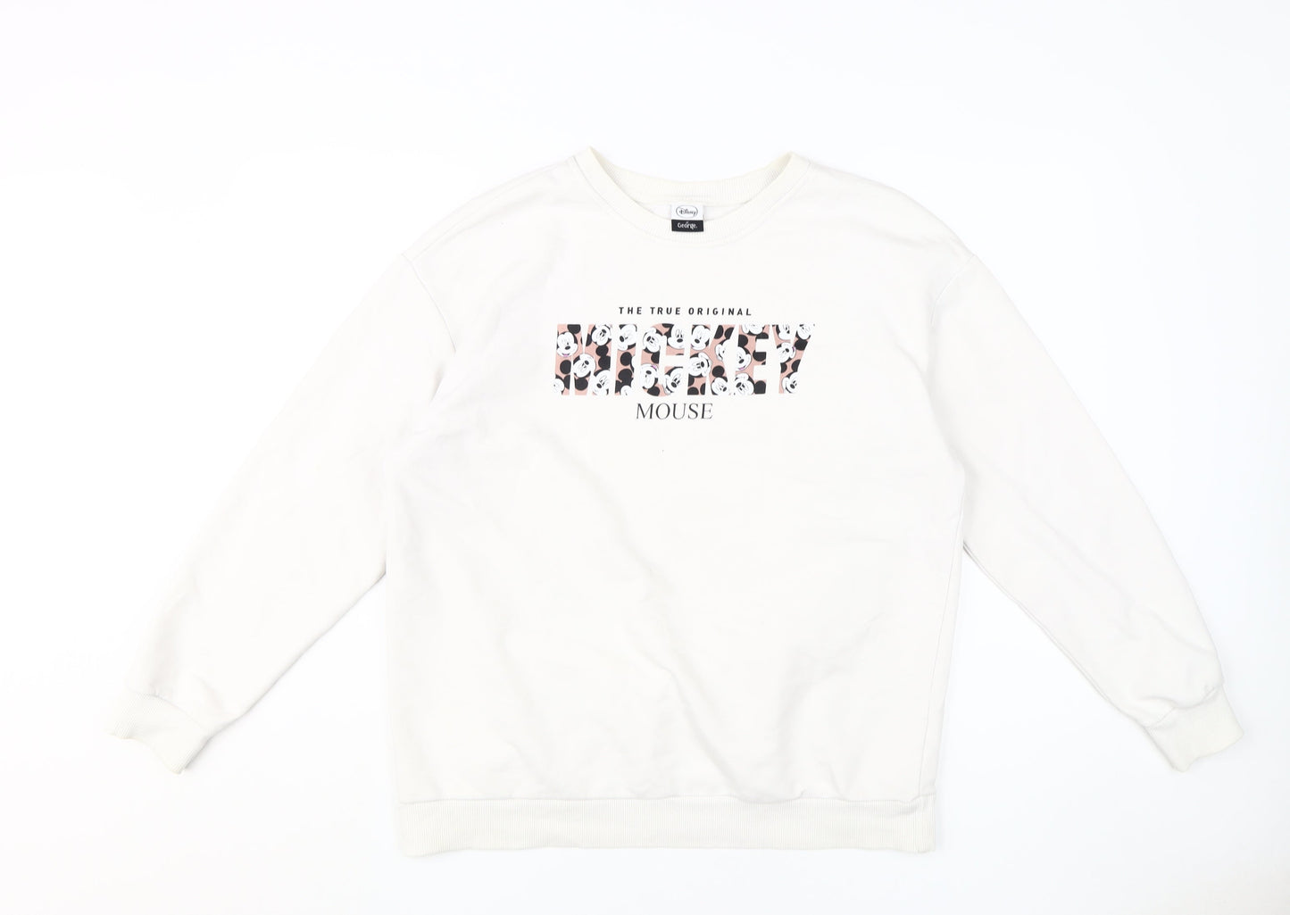 Disney Women's White Mickey Mouse Sweatshirt, M - Casual
