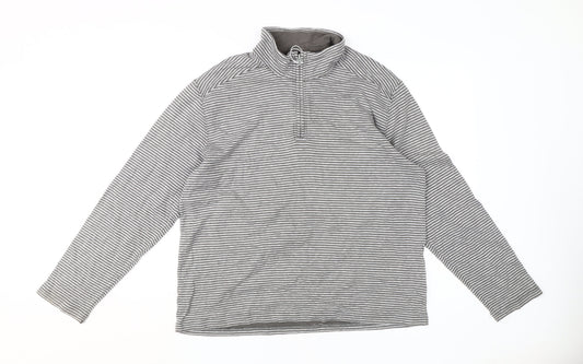 Lands' End Unisex Adults Grey Striped Pullover Sweatshirt XL