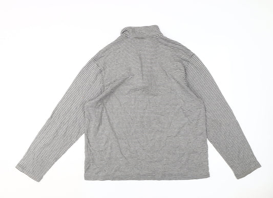 Lands' End Unisex Adults Grey Striped Pullover Sweatshirt XL