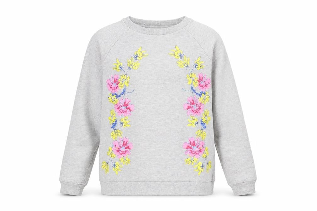 Dickins & Jones Women's Grey Floral Pullover Sweatshirt M