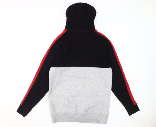 BADR Men's Black & Grey Pullover Hoodie, Size S, Logo Accent