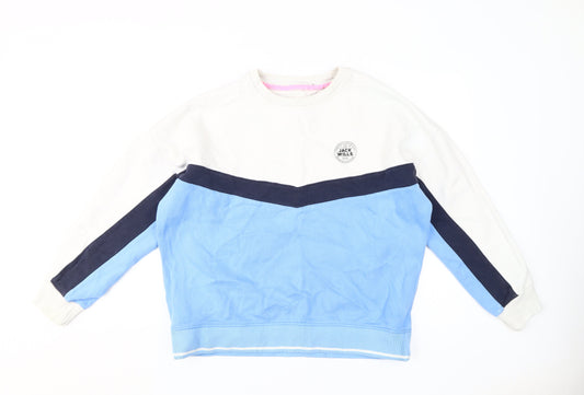 Jack Wills Women's Ivory Blue Sweatshirt Size 14