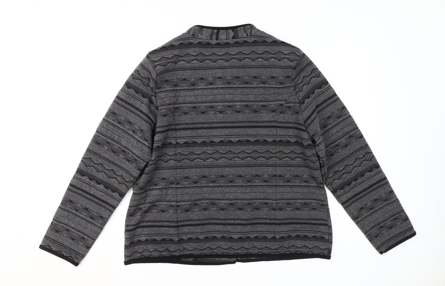Klass Women's Black Grey Geometric Bomber Jacket Size 16